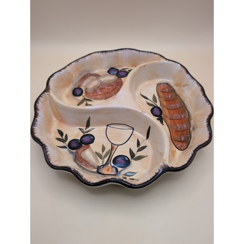 VINTAGE DIVIDED 3 SECTION SERVING DISH 10''